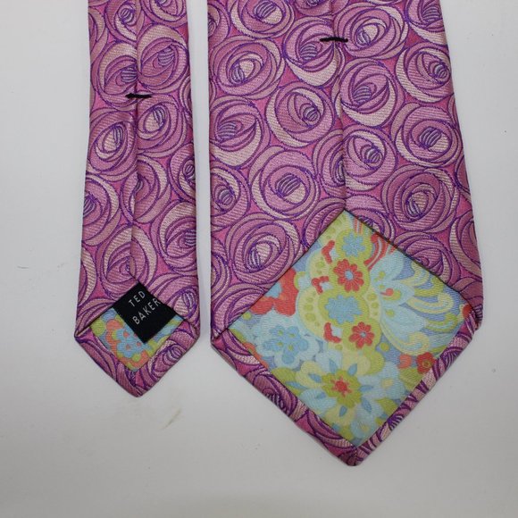 Ted Baker London 100% Imported Silk Tie Pink Hand Tailored in USA Neck Tie - Picture 6 of 8
